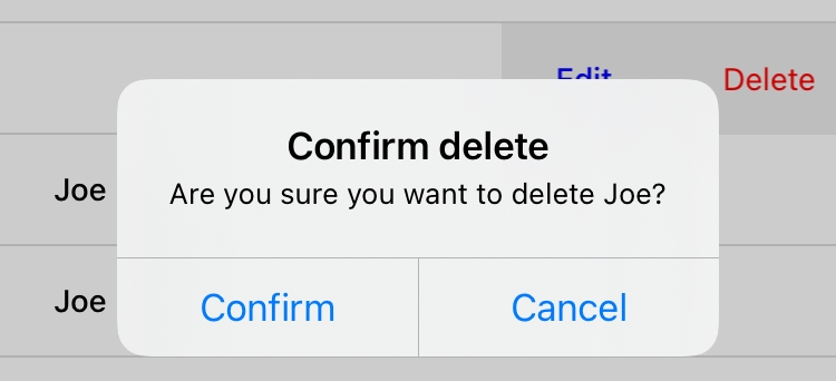 Проведите пальцем по экрану и нажмите «Удалить», чтобы открыть диалоговое окно подтверждения удаления.