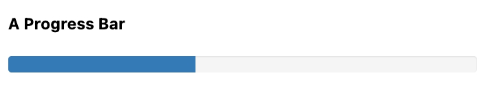 Синий индикатор выполнения, заполненный чуть меньше половины.